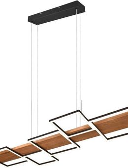 TRIO Leuchten LED Pendelleuchte Harper, Dimmfunktion, mehrere Helligkeitsstufen, LED fest integriert, Warmweiß, Hängelampe aus Holz und Metall, höhenverstellbar, LED mit 3 Dimmstufen