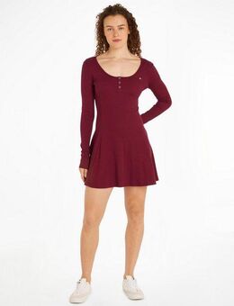Tommy Jeans Blusenkleid TJW HENLEY FLARE DRESS mit Tommy Jeans Flagge