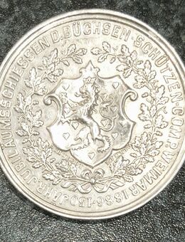Abzeichen, Weimar 1886, 150 jähr. Jubiläumschiessen d.Büchsen Schützen comp. Üb Aug und Hand fürs Vaterland - Berlin