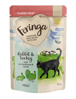 Feringa Classic Meat Menü Pouch 12 x 85 g - Kaninchen & Truthahn mit Sanddorn