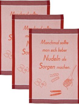 ROSS Geschirrtuch Manchmal sollte man dich lieber Nudeln als Sorgen machen, (Set, 3-tlg), Sprüchetuch, aus 100% Baumwolle