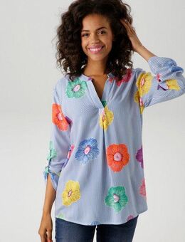Aniston CASUAL Schlupfbluse gestreift und mit bunten Blüten verziert