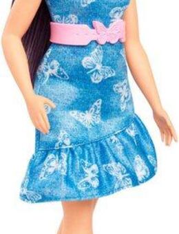 Barbie Anziehpuppe Fashionistas, Nr. 231 mit Denim-Schmetterlingskleid und violettem Haar