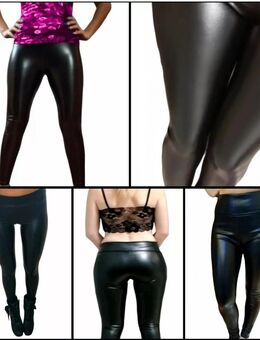 Damen Leggings Lederoptik Enge Hose Wetlook Naßlook Effekt Schwarz S M L XL 2XL 29,90€* - Villingen-Schwenningen