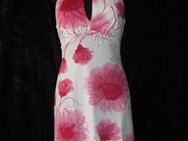 NEU * Ausgefallen * seidig * Blumen * Blüten * Flower- Power * Neckholder * Bodycon * Strech * Kleid "FOREIGNER" Gr. 36- 38/ S * pink * weiß * - Riedlingen