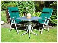 4 Stück "Sun Garden" HOCHLEHNER-AUFLAGEN, grün, gebraucht. - Krummhörn