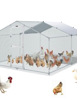 Hühnerstall, 4 x 3 x 2 m Hühnerhaus Freilaufgehege mit Sonnenschutzdach PE-Plane, Stahl Kleintierstall Hühnerhaus Dach Geflügelstall Hühnerkäfig für Hühner, Enten, Gänse, Kaninchen usw. Set453 - Wuppertal