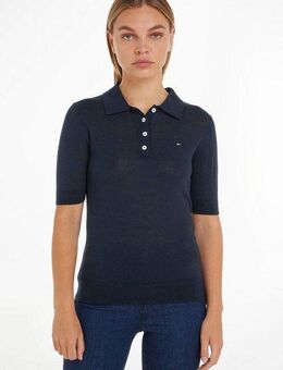 Tommy Hilfiger Polokragenpullover BUTTON POLO SS TOP mit Logo auf der Brust