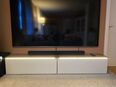TV Lowboard 2 m weiß Hochglanz mit Eiche-Optik LED Beleuchtung Hängeschrank Wohnwand Kommode Sideboard Fernsehtisch modern in 58332