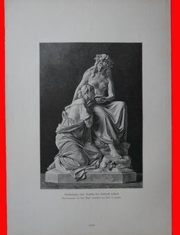 Grafik: Quellnymphe , einer Kranken den Heiltrank reichend. ,Brunnengruppe für Bad Elster , modelliert von Prof. Hermann Hultzsch , Blatt 42cm x 29cm , M - C - Görlitz