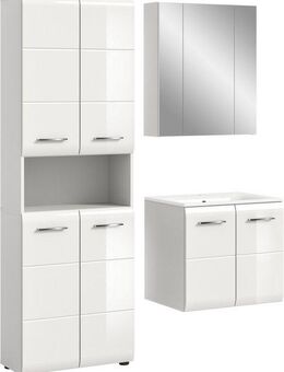 INOSIGN Badezimmer-Set, (Set, 4-St), Florenz, Badkombination 4-tlg.,Weiß hochglanz, inkl. Waschbecken