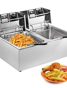 Pommes Fritteuse Imbiss Twin Elektro-Fritteuse 2x6l 5000W 220V Restaurant Foodtruck Bistro - Wuppertal