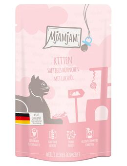 MjAMjAM Quetschie Kitten 12 x 125 g - saftiges Hühnchen mit Lachsöl