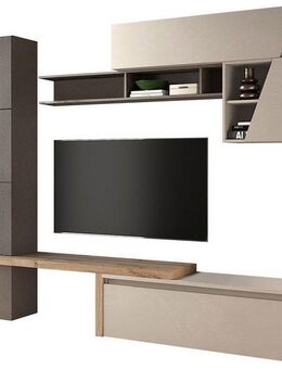 INOSIGN Wohnwand INFINITY, 9tlg. Breite 280 cm, moderne Mediawand (Lowboard, (9-St), T-Boden, 4x Hängewürfel, Würfel-Element, Wandregal, Hängeschrank)