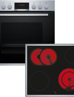 BOSCH Elektro-Herd-Set HND411VS67, mit Backwagen, Backwagen mit ausziehbarer Tür für bequemes Kochen & Backen