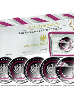 1 Komplettsatz 5 Euro Polare Zone 2021 A D F G J Spiegelglanz PP - Altenberge