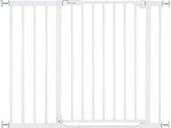 Hauck Türschutzgitter Clear Step Set 2 inklusive Verlängerung 21 cm, White, auch als Treppenschutzgitter verwendbar, 96-101 cm, flacher Durchgang