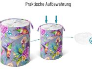 Sanilo Wäschekorb Kolibri, kräftige Farben, samtweiche Oberfläche, mit Deckel