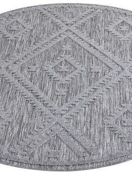 Carpet City Teppich In-& Outdoorteppich Santorini 454, 3D-Effekt, Raute-Optik, rund, Höhe: 5 mm, Wetterfest & UV-beständig für Terrasse, Balkon, Küche, Flur