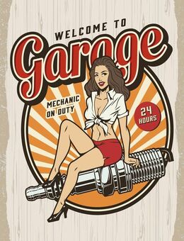 Tolles Blechschild Welcome to Garage Pin Up Girl Zündkerze 20x30 cm - Berlin