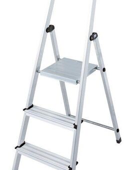 KRAUSE Stehleiter Solidy, Aluminium, 1x3 Stufen, Arbeitshöhe ca. 262 cm