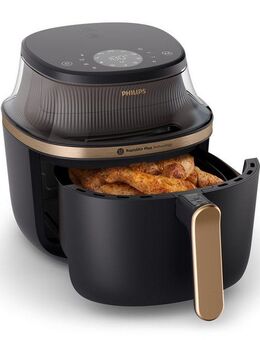 Philips Heißluftfritteuse Airfryer 3000 NA332/00, mit 6.2L, Sichtfenster, 1700 W, RapidAir Plus Technologie und 16 Kochfunktionen, Schwarz/Kupfer