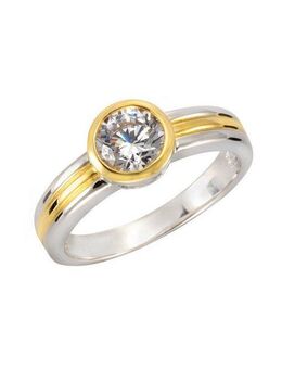 CELESTA Fingerring 925 Sterling Silber zweifarbig Zirkonia