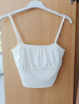 H&M Oberteil Crop Top Cropped Trägertop Trägershirt Spaghetti Shirt weiß creme Raffung gerafft gr. 34 XS,36 S NEU - Hardheim