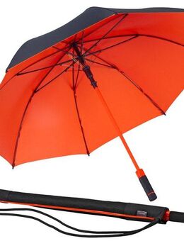 EuroSCHIRM® Stockregenschirm birdiepal® seasons, schwarz/orange, schwarz / orange, Automatik, Schultertragegurt, UV-Schutz 50+