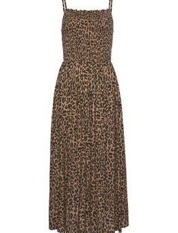 Buffalo Midikleid mit gesmoktem Oberteil und Animalprint, Leokleid, Sommerkleid