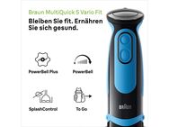 Braun Stabmixer MQ 5252 BKBL MultiQuick 5 Vario, 1000 W, mit Smoothie2Go Funktion und EasyClick System, Schwarz/Blau