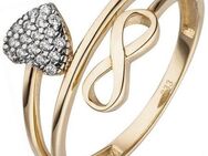 JOBO Fingerring Herz Unendlichkeit, 333 Gold mit 18 Zirkonia