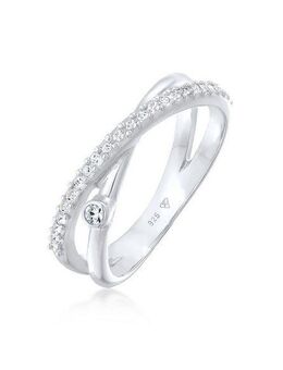 Elli Fingerring Wickelring X Glamour 925 Silber, mit Kristallen von Swarovski®