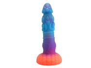 Mystic Bloom Dildo – Der erleuchtete Hüter verborgener Gärten, 22 cm, leuchtendes Blau-Violett, strukturierte Oberfläche - Essen