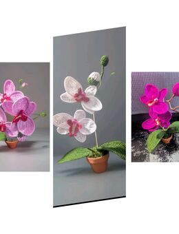 Orchidee in Topf Geschenk für Muttertag Geburtstag Blume Handarbeit NEU Gehäkel - Hanau (Brüder-Grimm-Stadt) Mittelbuchen