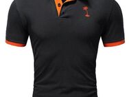 behype Poloshirt EDIN mit kontrastfarbenem Palmen-Logopatch