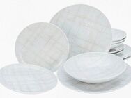 CreaTable Teller-Set Geschirr-Set Home - Shabby Chic (12-tlg), 4 Personen, Porzellan, Service, weiß, Used-/Vintage-Look, 12 Teile, für 4 Personen