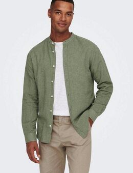 ONLY & SONS Langarmhemd ONSCAIDEN LS SOLID LINEN MAO SHIRT NOOS
