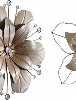 Home affaire Wanddekoobjekt Blume (2er-Set), Wanddeko, aus Metall, mit Perlmutt Verzierung