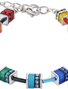 COEUR DE LION Armband Schmuck Edelstahl Classic Polaris Classic Pastel Würfelkette, 4409/30, Made in Germany - mit Polaris, Strassstein