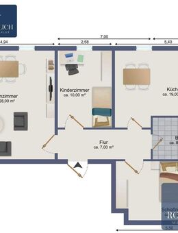 3-Zimmer-Wohnung in Meinersdorf zu vermieten mit großem Wohnzimmer + Stellplatz - Burkhardtsdorf