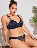 Damen Dessous Set mit Bügel und Blumenspitze in flieder-schwarz / Größe 50 / NEU in 45768