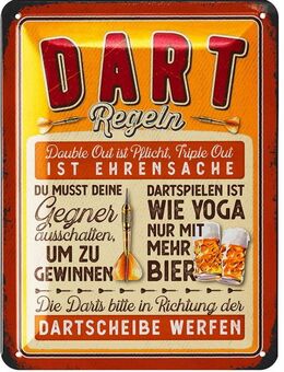 Lustiges Blechschild Dart Regeln - Bar Lanolu 20x30 cm - Berlin