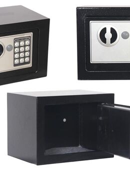 Elektronischer Safe Tresor mit Code | Schwarze Stahlbox | 23 × 17 × 17 cm | inkl. Notfallschlüssel - Göppingen