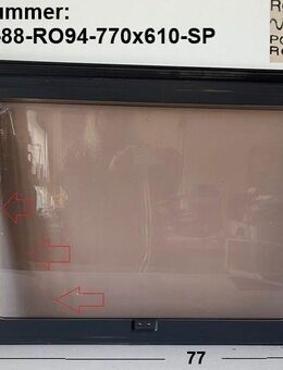 Bürstner Wohnwagenfenster Roxite 94 D399 7390 ca 77 x 61 (zB E374/E653 4602) gebraucht - Sonderpreis (Riss Innenscheibe) - Schotten Zentrum