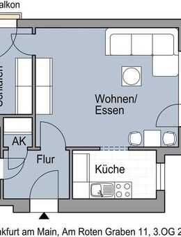 Sanierte 1,5 Zimmerwohnung mit Balkon - Frankfurt (Main)