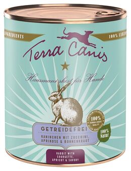 Sparpaket Terra Canis getreidefrei 12 x 800 g - Kaninchen mit Zucchini, Aprikose und Bohnenkraut