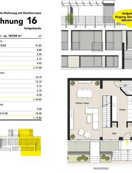 Einzigartige Maisonette-Wohnung mit 3 Zimmern und großzügiger Dachterrasse in Köln-Bayenthal! WE 16 - Köln