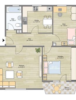 Renovierte 3-Zimmer-Wohnung mit Südbalkon, Garage und Aussicht in ruhiger Lage! - Schauenburg