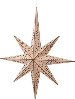 IC Winterworld LED Stern Holzdeko mit Sternenmuster, Weihnachtsdeko, Dekostern, Batteriebetrieb, LED fest integriert, Warmweiß, Weihnachtsstern, Dekoobjet aus Holz, Ø ca. 52 cm, Holzstern